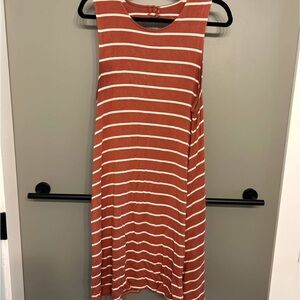 American Eagle Outfitters Rust and White Striped Midi Dress